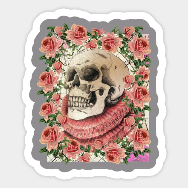 Skull and Roses Sticker by White B Gifts